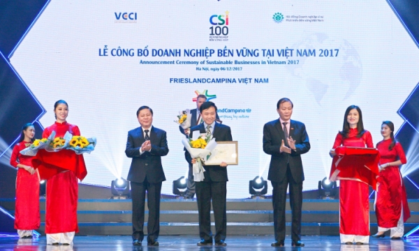 FrieslandCampina Việt Nam nằm trong top 100 doanh nghiệp bền vững